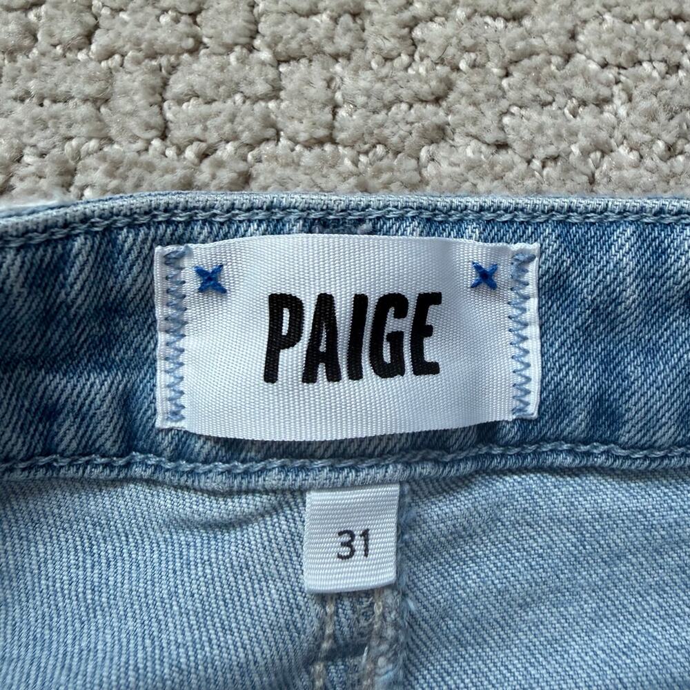 Paige Leenah Distressed Wide Leg Jeans High Waisted Size 31 Light Wash - Picture 8 of 12